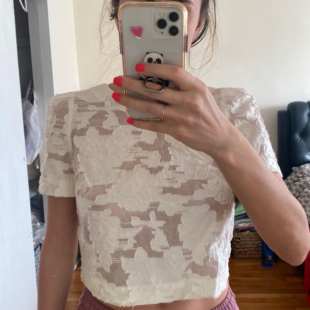 Crop top with zipper on the back runs small